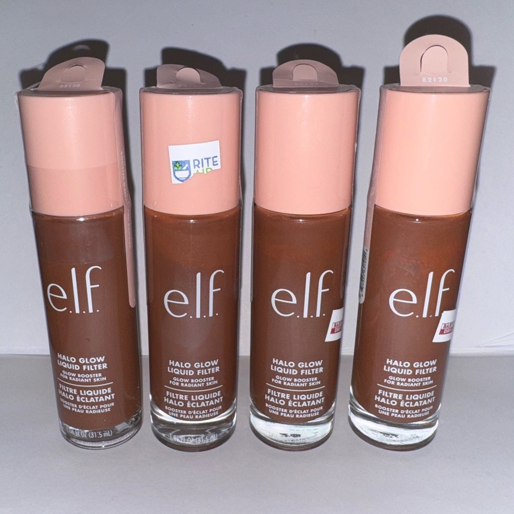 X4 Shade 8 Rich ~ E.L.F. Halo Glow LIQUID FILTER Foundation ~ 4 Bottles ELF